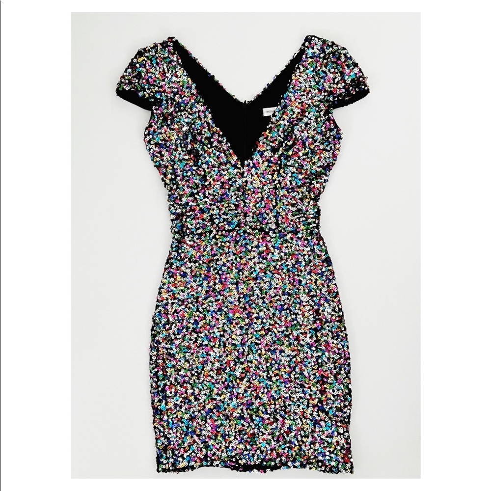 Dress the Population Zoe Sequin Minidress in Multicolor | Size XS